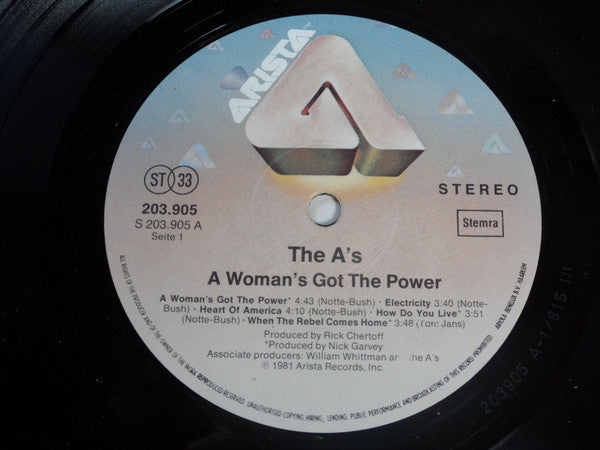 The A's : A Woman's Got The Power (LP)