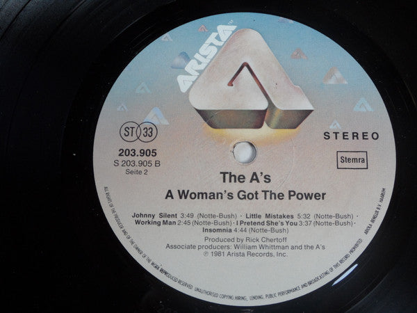 The A's : A Woman's Got The Power (LP)
