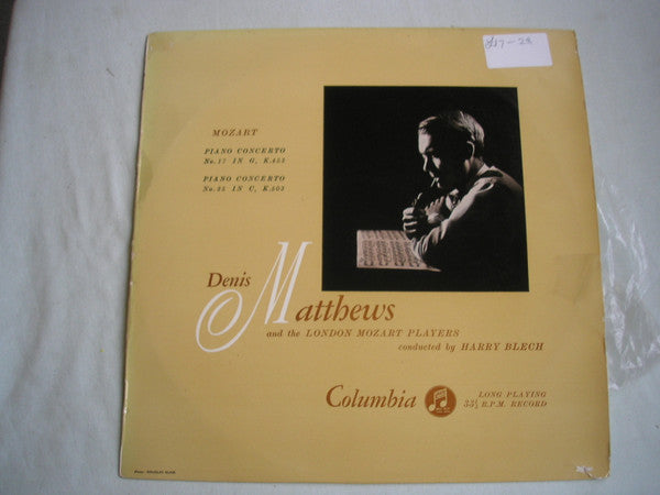 Denis Matthews : Mozart Piano Concerto In D Major, K. 453 And C Major, K. 503 (LP, Mono)