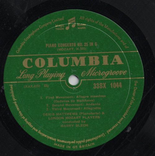 Denis Matthews : Mozart Piano Concerto In D Major, K. 453 And C Major, K. 503 (LP, Mono)