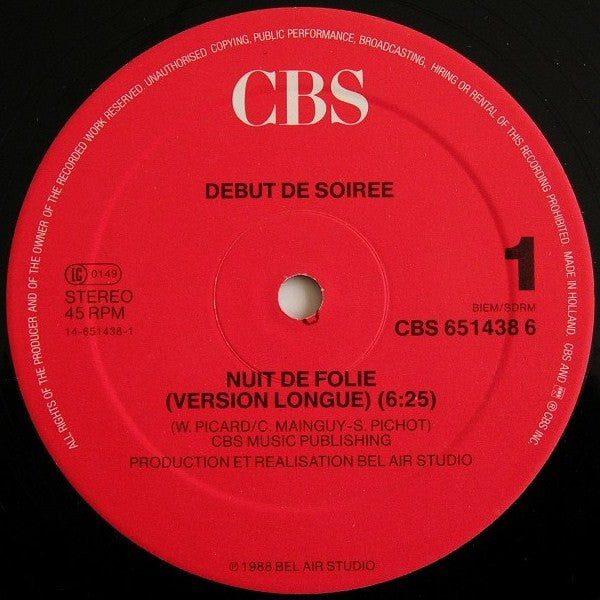 Début De Soirée : Nuit De Folie (12", Maxi)