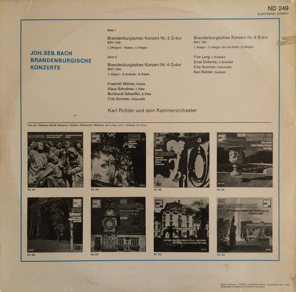 Johann Sebastian Bach, Karl Richter Und Sein Kammerorchester : Brandenburgische Konzerte 3⋅4⋅6 (LP, Comp)
