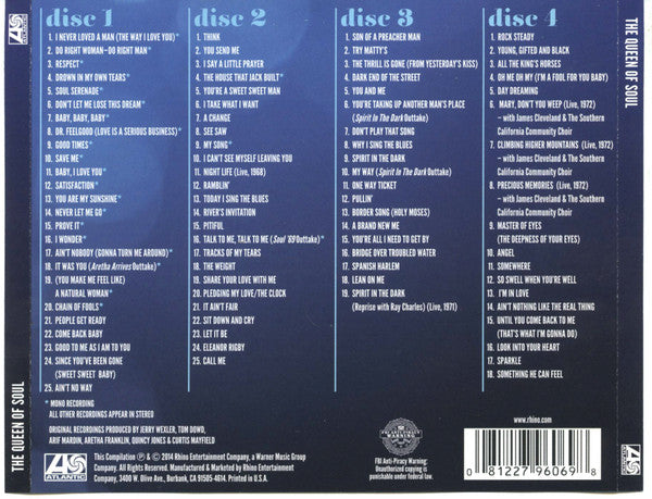 Aretha Franklin : The Queen Of Soul (4xCD, Comp)