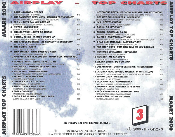 Various : Airplay Top Charts 3 2000 - Maart 2000 (2xCD, Comp, Unofficial)