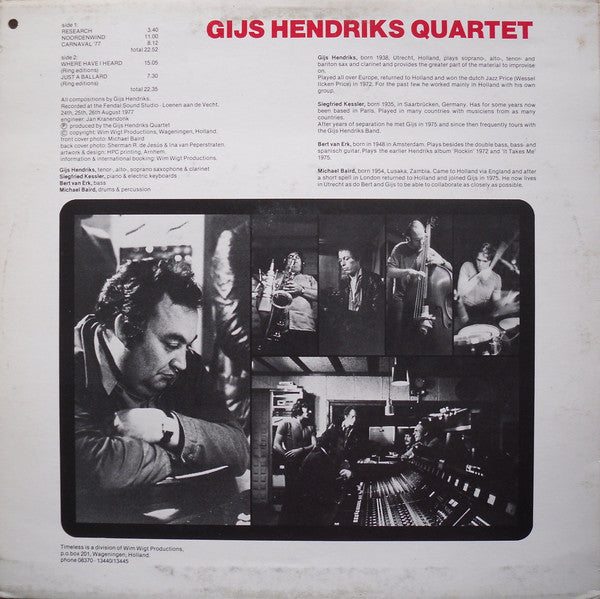 Gijs Hendriks Quartet : Close To The Edge (LP)