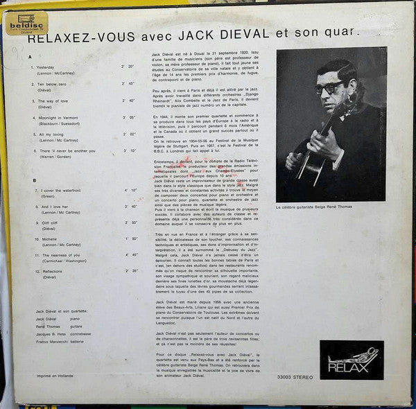 Jack Dieval Et Son Quartett : Relaxez-Vous Avec Jack Dieval Et Son Quartette (LP, Album)