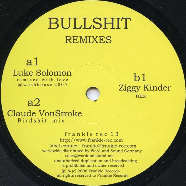 Frankie (2) : Bullshit (Remixes) (12")