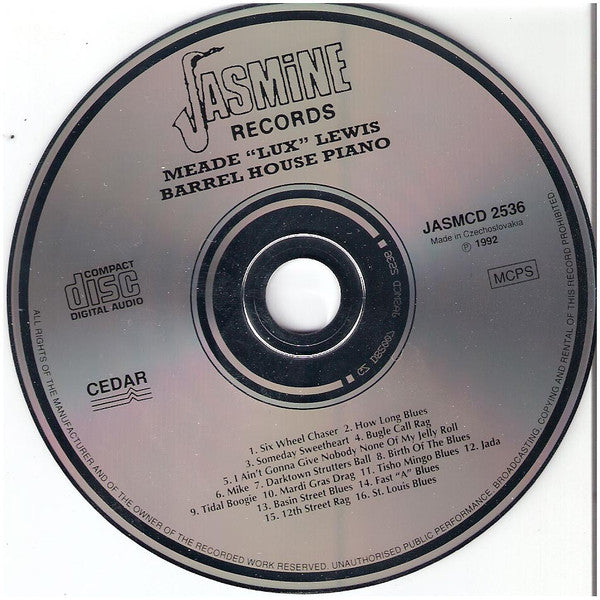 Meade "Lux" Lewis : Barrel House Piano (CD, Album, Mono, RE)