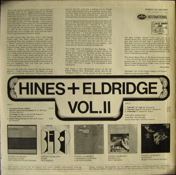 The Earl Hines Trio : Hines & Eldridge Vol. 2 (LP)