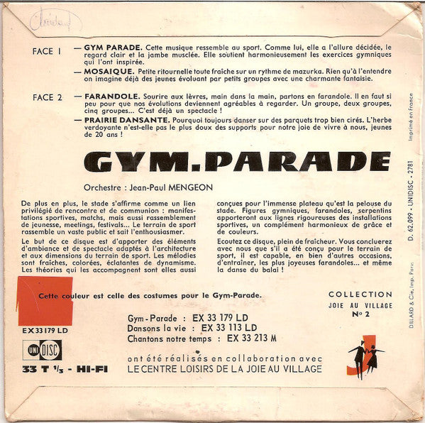 Jean-Paul Mengeon Et Son Orchestre : Gym.Parade (7", EP)