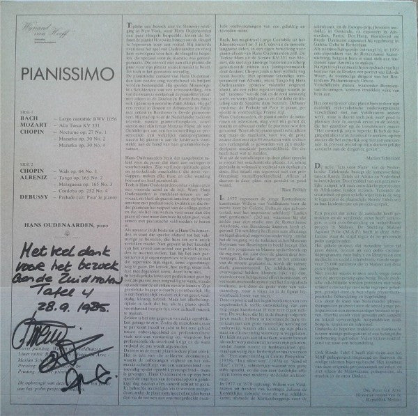 Hans Oudenaarden : Pianissimo (LP, Album, S/Edition)