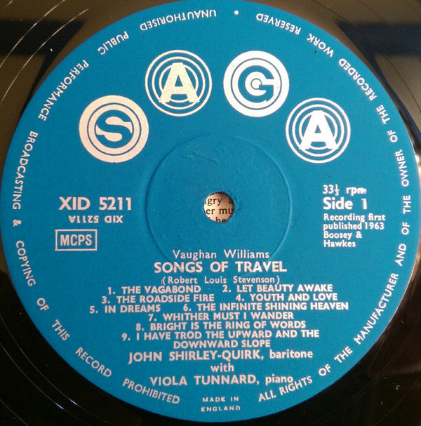 John Shirley-Quirk, Viola Tunnard, Ralph Vaughan Williams : Songs Of Travel And Other Songs (LP)