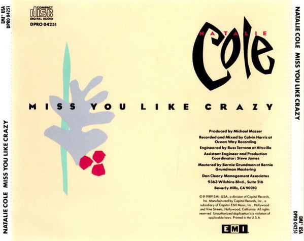 Natalie Cole : Miss You Like Crazy  (CD, Single, Promo)