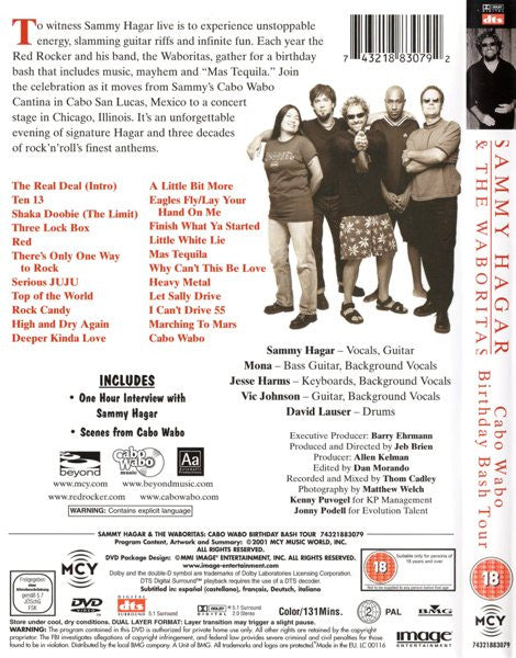 Sammy Hagar And The Waboritas : Cabo Wabo Birthday Bash Tour (2xDVD-V, PAL)