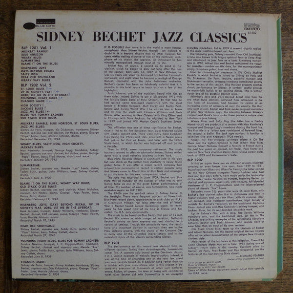 Sidney Bechet : Jazz Classics Volume 2 (LP, RE)