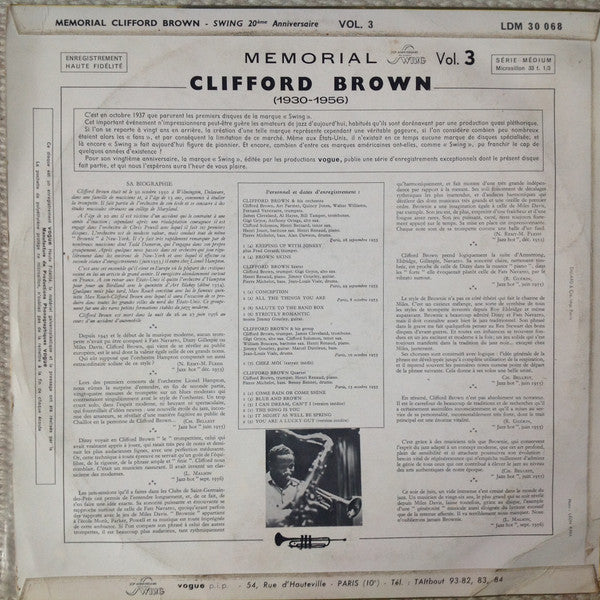 Clifford Brown : Memorial Clifford Brown (LP, Comp, Mono)