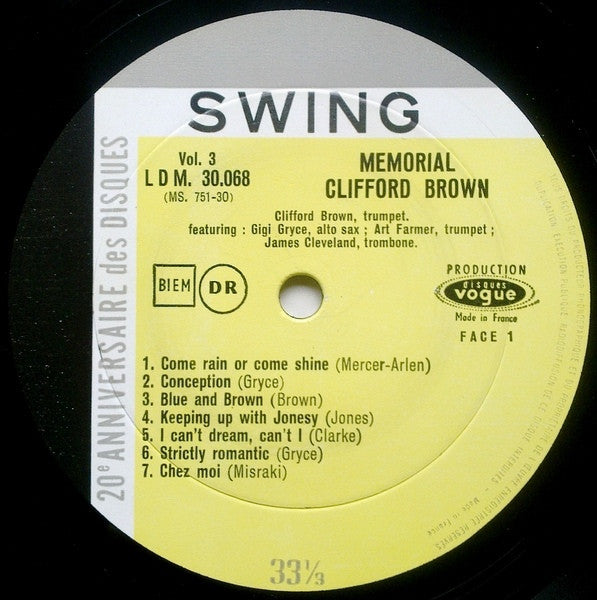 Clifford Brown : Memorial Clifford Brown (LP, Comp, Mono)