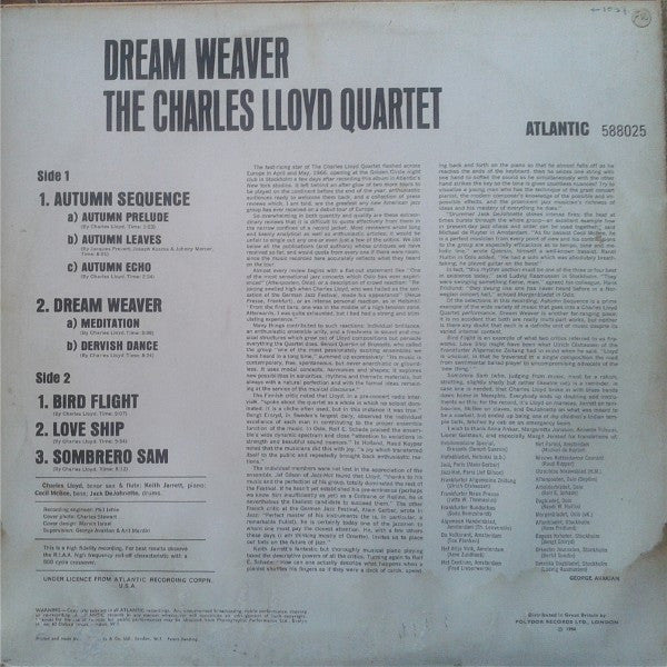 The Charles Lloyd Quartet : Dream Weaver (LP, Album)