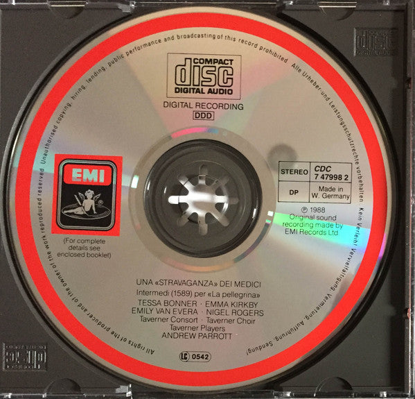 Andrew Parrott / Tessa Bonner / Emma Kirkby / Emily Van Evera / Nigel Rogers (2) / Taverner Consort / Taverner Choir / Taverner Players : Una "Stravanganza" Dei Medici - Intermedi (1589) Per "La Pellegrina" (CD, Album)
