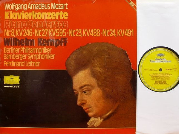 Wolfgang Amadeus Mozart - Wilhelm Kempff / Berliner Philharmoniker / Bamberger Symphoniker, Ferdinand Leitner : Klavierkonzerte Nr. 8 C-Dur, Nr. 27 B-Dur, Nr. 23 A-Dur and Nr. 24 C-Moll (2xLP, Comp)