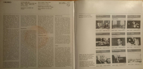 Johann Sebastian Bach – I Musici : Violinkonzert E-dur BWV 1042 · Violinkonzert A-moll BWV 1041 · Doppelkonzert D-moll BWV 1043 (LP)