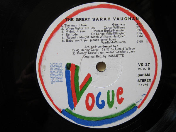 Sarah Vaughan : The Great Sarah Vaughan (LP, Comp)