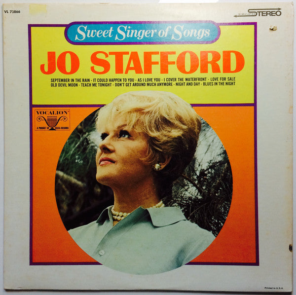 Jo Stafford : Sweet Singer Of Songs (LP, Album, Comp, Sim)