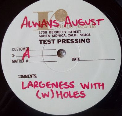 Always August : Largeness With (W)Holes (LP, Album, TP)