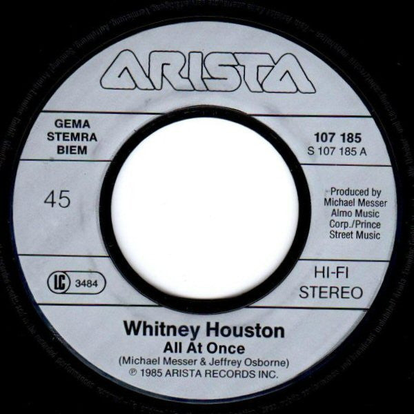Whitney Houston : All At Once (7", Single)