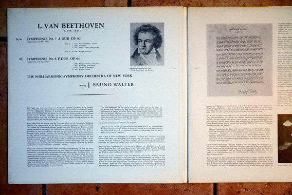 Ludwig van Beethoven, Bruno Walter, Philharmonic-Symphony Orchestra Of New York : Symphony No. 7 In A / Symphony No. 8 In F (LP, Mono, Gat)