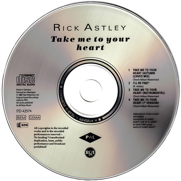 Rick Astley : Take Me To Your Heart (CD, Maxi)