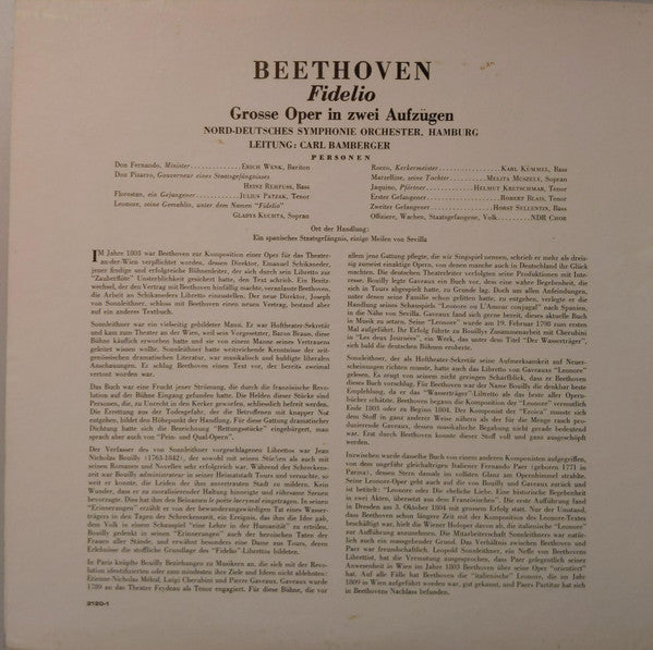 Ludwig van Beethoven, Gladys Kuchta, Melitta Muszely, Julius Patzak, Heinz Rehfuss, NDR Chor, NDR Sinfonieorchester, Carl Bamberger : Fidelio (2xLP)