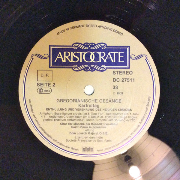 Chœur Des Moines De L'Abbaye Saint-Pierre De Solesmes Leitung Dom Joseph Gajard : Karfreitag (LP, RE)