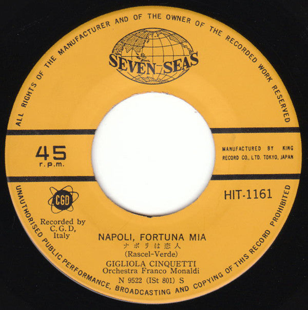 Gigliola Cinquetti : Napoli, Fortuna Mia (7", Single)