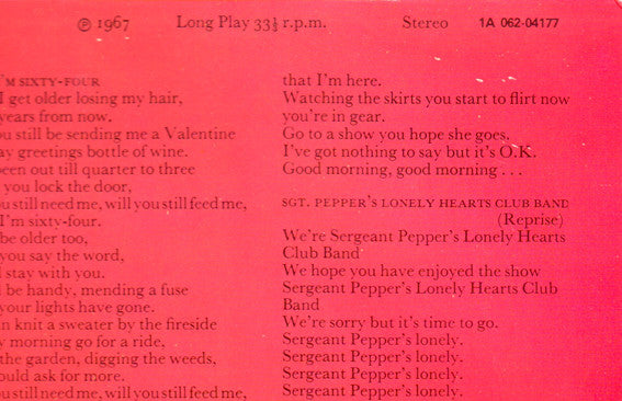 The Beatles : Sgt. Pepper's Lonely Hearts Club Band (LP, Album, RE, Gat)