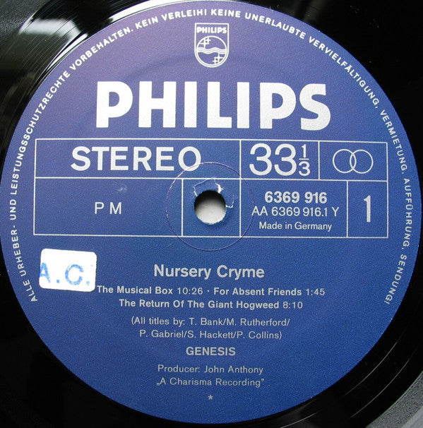 Genesis : Nursery Cryme (LP, Album, RE, Gat)