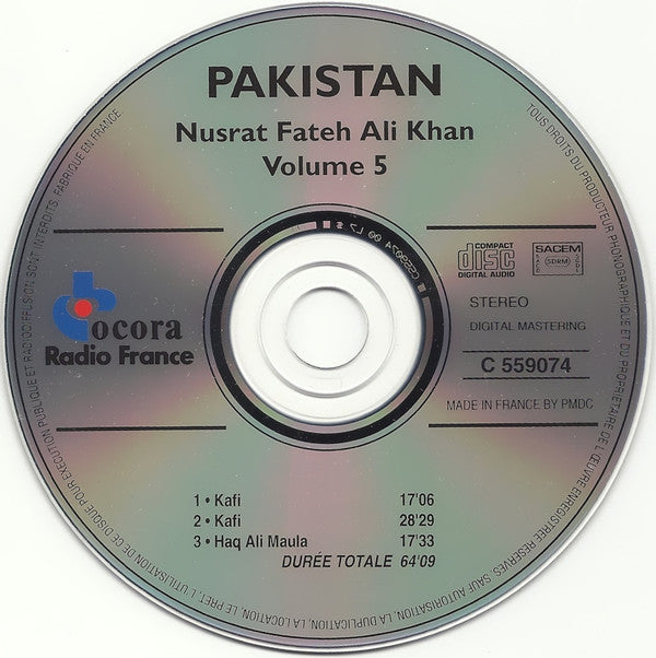 Nusrat Fateh Ali Khan : Pakistan: Nusrat Fateh Ali Khan En Concert À Paris Vol. 5 (CD)