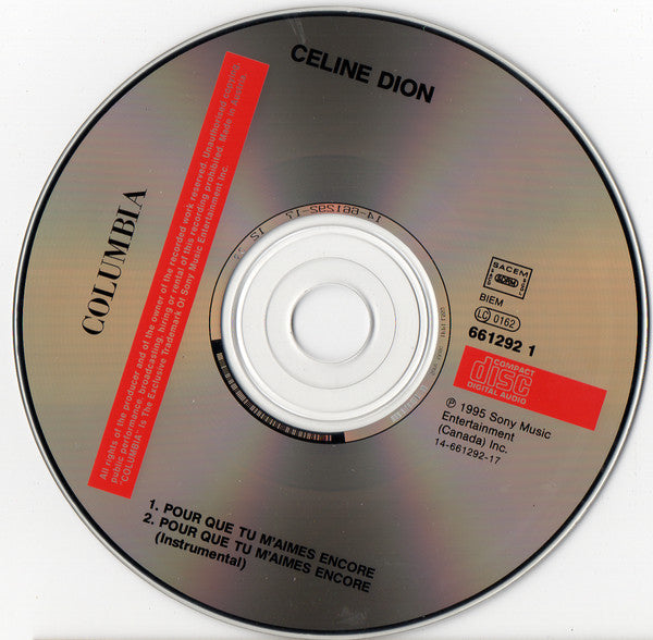 Céline Dion : Pour Que Tu M'aimes Encore (CD, Single)