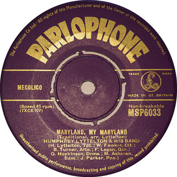 Humphrey Lyttelton And His Band : Maryland, My Maryland / Blue For Waterloo (7", Single)