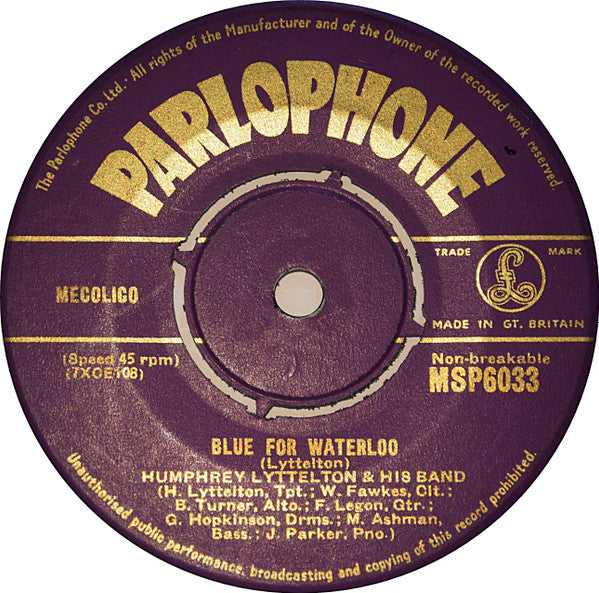 Humphrey Lyttelton And His Band : Maryland, My Maryland / Blue For Waterloo (7", Single)