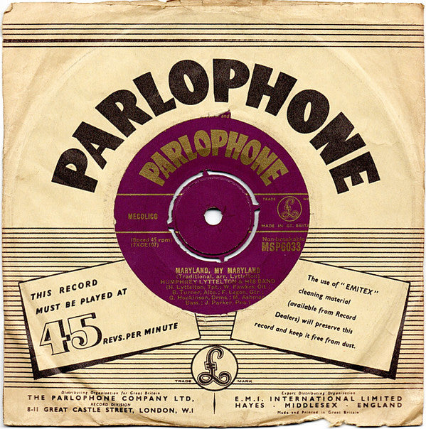 Humphrey Lyttelton And His Band : Maryland, My Maryland / Blue For Waterloo (7", Single)