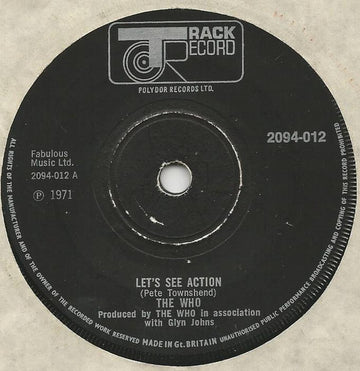 The Who : Let's See Action (7", Single, Sol)