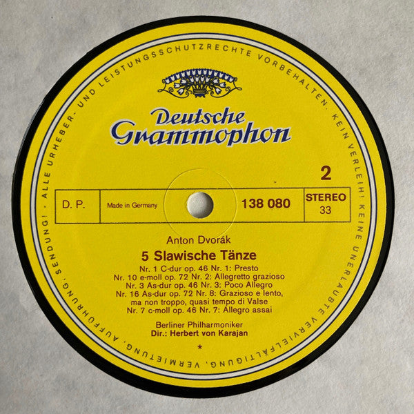 Johannes Brahms & Antonín Dvořák, Berliner Philharmoniker / Herbert Von Karajan : Dances By Brahms & Dvořák (LP, RP)