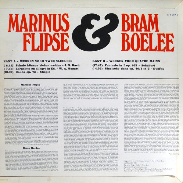 Marinus Flipse, Bram Boelee : Werken Voor Twee Vleugels En Quatre Mains (LP, Album)