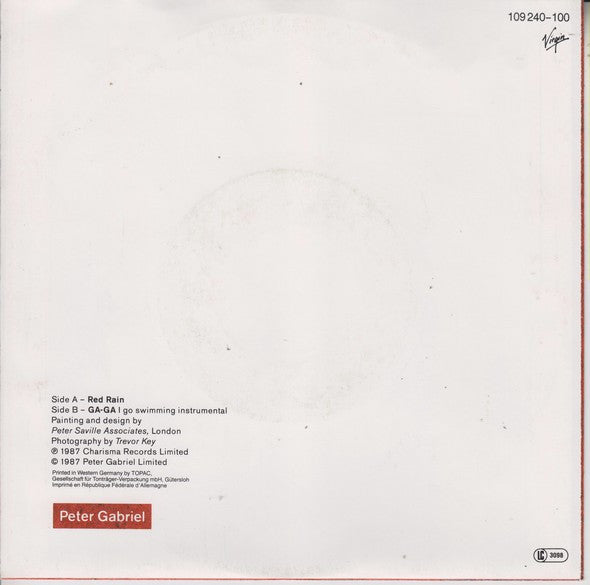 Peter Gabriel : Red Rain (7", Single)