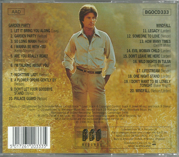 Rick Nelson & The Stone Canyon Band : Garden Party / Windfall (CD, Comp)