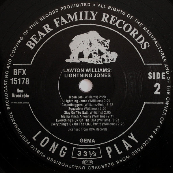 Lawton Williams : Lightning Jones (LP, Album, Comp)