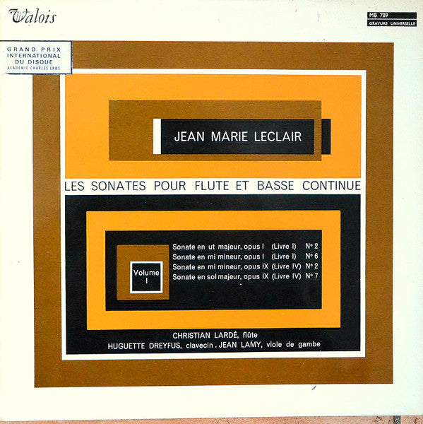 Jean-Marie Leclair : Les Sonates Pour Flutes Et Basse Continue - Volume I (LP, Album)