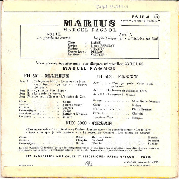 Marcel Pagnol : Marius (7")