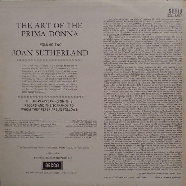 Joan Sutherland : The Art Of The Prima Donna, Vol.2 (LP, Album, RP)